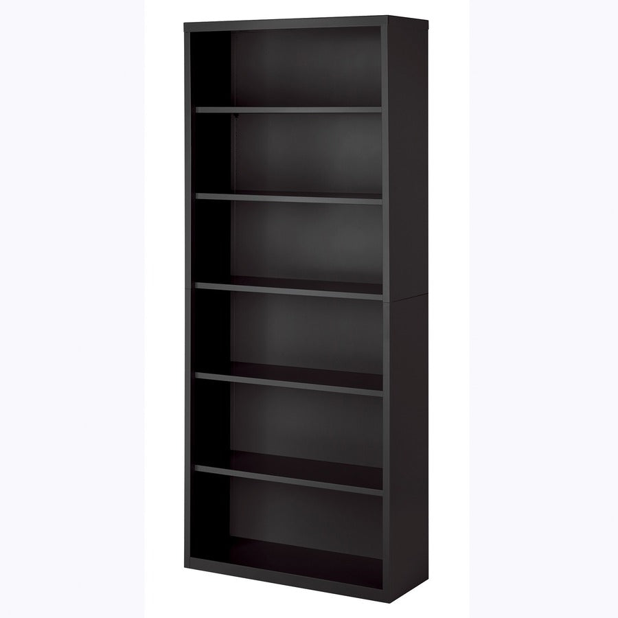 Lorell Fortress Series Bookcase - 34.5" x 13"82" - 6 Shelve(s) - Material: Steel - Finish: Charcoal, Powder Coated - Adjustable Shelf, Welded, Durable