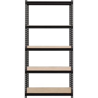 Lorell Iron Horse 2300 lb Capacity Riveted Shelving - 5 Shelf(ves) - 72" Height x 36" Width x 18" Depth - 30% Recycled - Black - Steel, Particleboard - 1 Each
