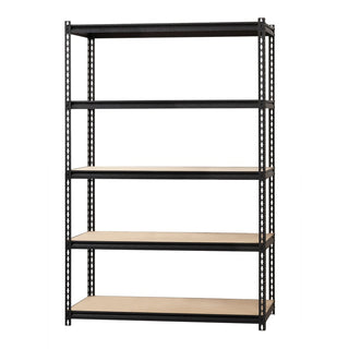 Lorell Iron Horse 2300 lb Capacity Riveted Shelving - 5 Shelf(ves) - 72" Height x 48" Width x 18" Depth - 30% Recycled - Black - Steel, Particleboard - 1 Each