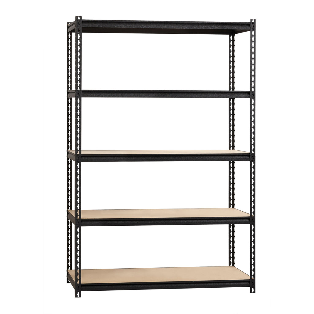 Lorell Iron Horse 2300 lb Capacity Riveted Shelving - 5 Shelf(ves) - 72" Height x 48" Width x 18" Depth - 30% Recycled - Black - Steel, Particleboard - 1 Each