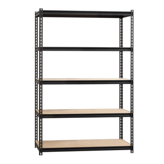 Lorell Iron Horse 2300 lb Capacity Riveted Shelving - 5 Shelf(ves) - 72" Height x 48" Width x 18" Depth - 30% Recycled - Black - Steel, Particleboard - 1 Each