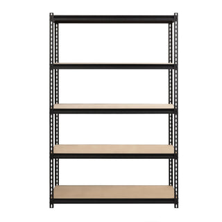 Lorell Iron Horse 2300 lb Capacity Riveted Shelving - 5 Shelf(ves) - 72" Height x 48" Width x 18" Depth - 30% Recycled - Black - Steel, Particleboard - 1 Each