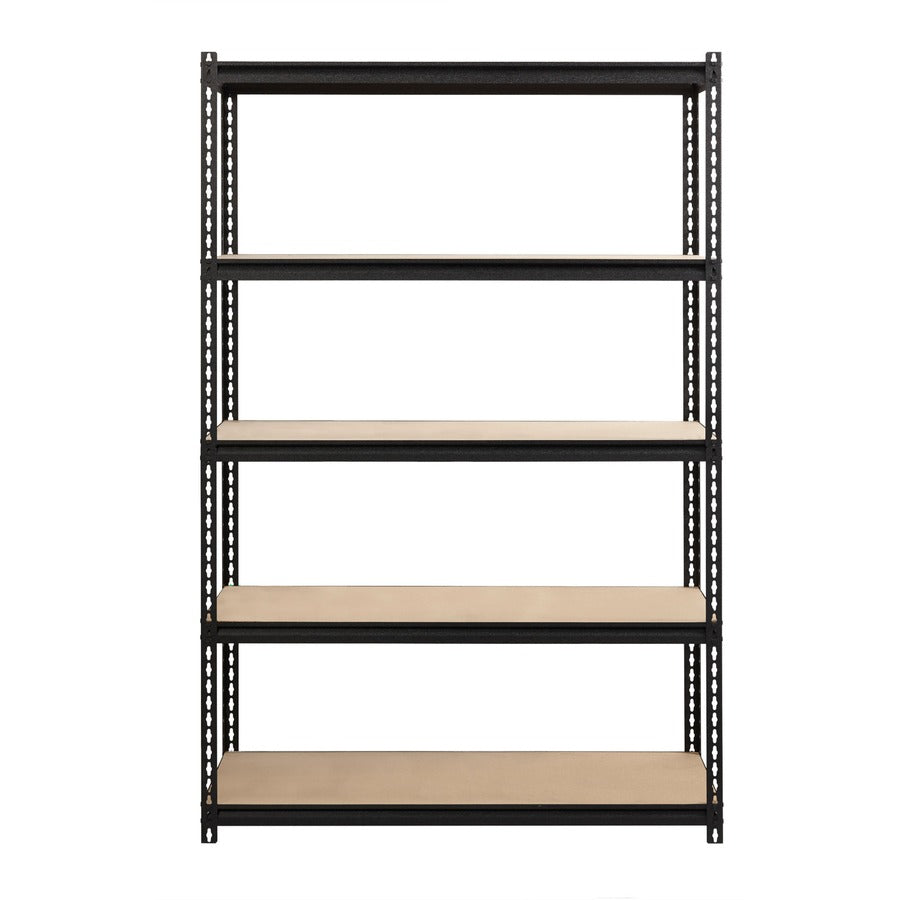 Lorell Iron Horse 2300 lb Capacity Riveted Shelving - 5 Shelf(ves) - 72" Height x 48" Width x 18" Depth - 30% Recycled - Black - Steel, Particleboard - 1 Each