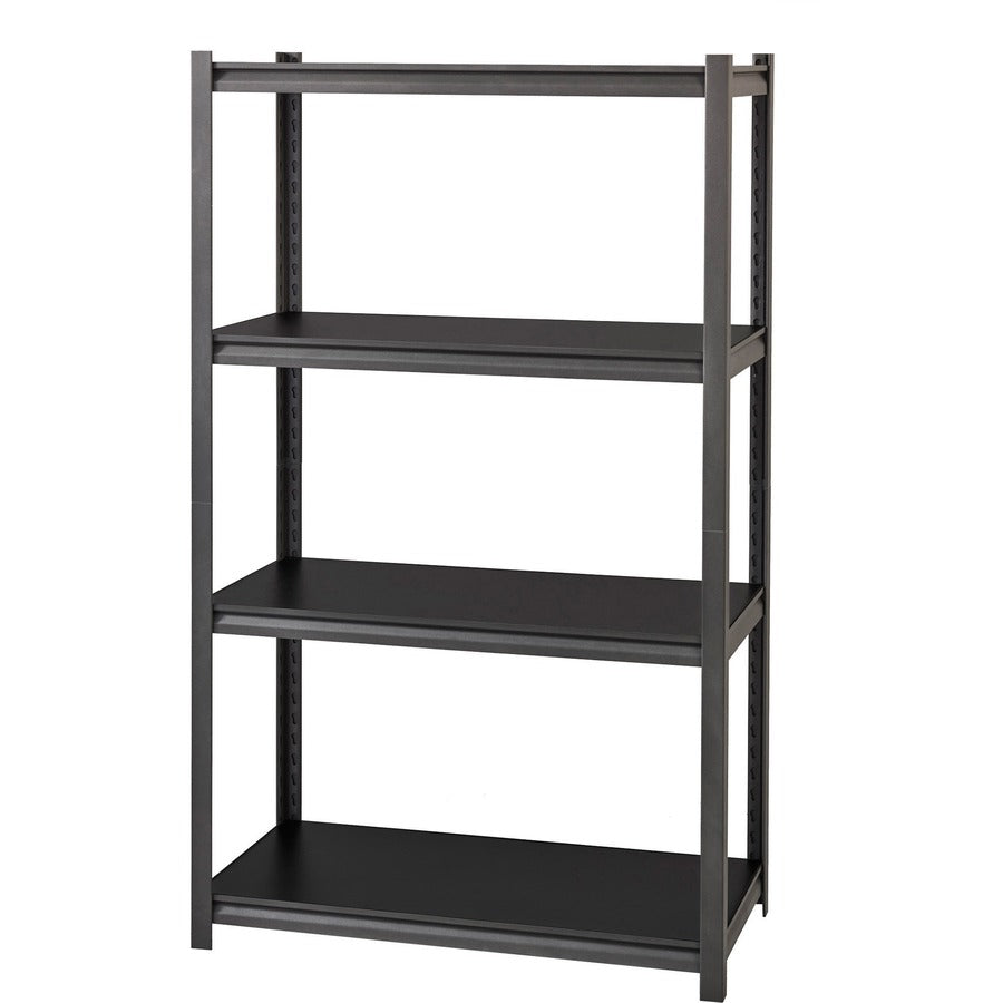 Lorell Iron Horse 3200 lb Capacity Riveted Shelving - 4 Shelf(ves) - 60" Height x 36" Width x 18" Depth - 30% Recycled - Black - Steel, Laminate - 1 Each