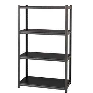 Lorell Iron Horse 3200 lb Capacity Riveted Shelving - 4 Shelf(ves) - 60" Height x 36" Width x 18" Depth - 30% Recycled - Black - Steel, Laminate - 1 Each