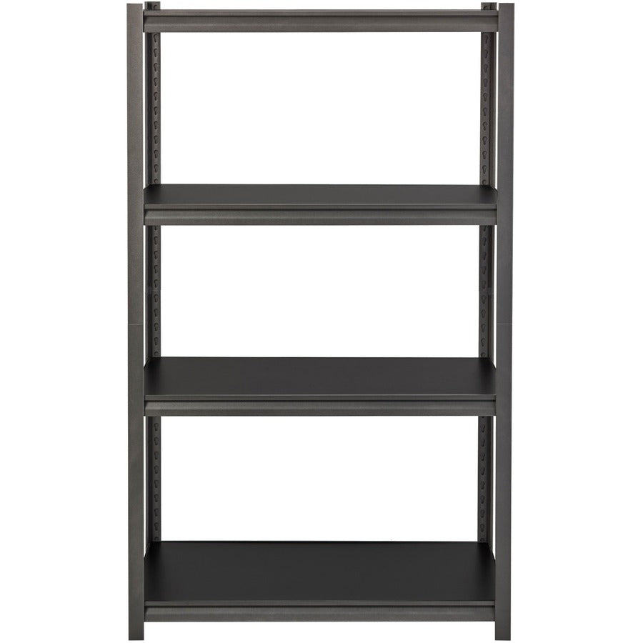 Lorell Iron Horse 3200 lb Capacity Riveted Shelving - 4 Shelf(ves) - 60" Height x 36" Width x 18" Depth - 30% Recycled - Black - Steel, Laminate - 1 Each