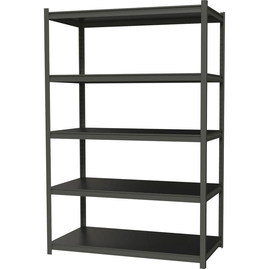 Lorell Iron Horse 3200 lb Capacity Riveted Shelving - 5 Shelf(ves) - 72" Height x 48" Width x 18" Depth - 30% Recycled - Black - Steel, Laminate - 1 Each