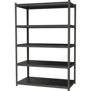 Lorell Iron Horse 3200 lb Capacity Riveted Shelving - 5 Shelf(ves) - 72" Height x 48" Width x 18" Depth - 30% Recycled - Black - Steel, Laminate - 1 Each