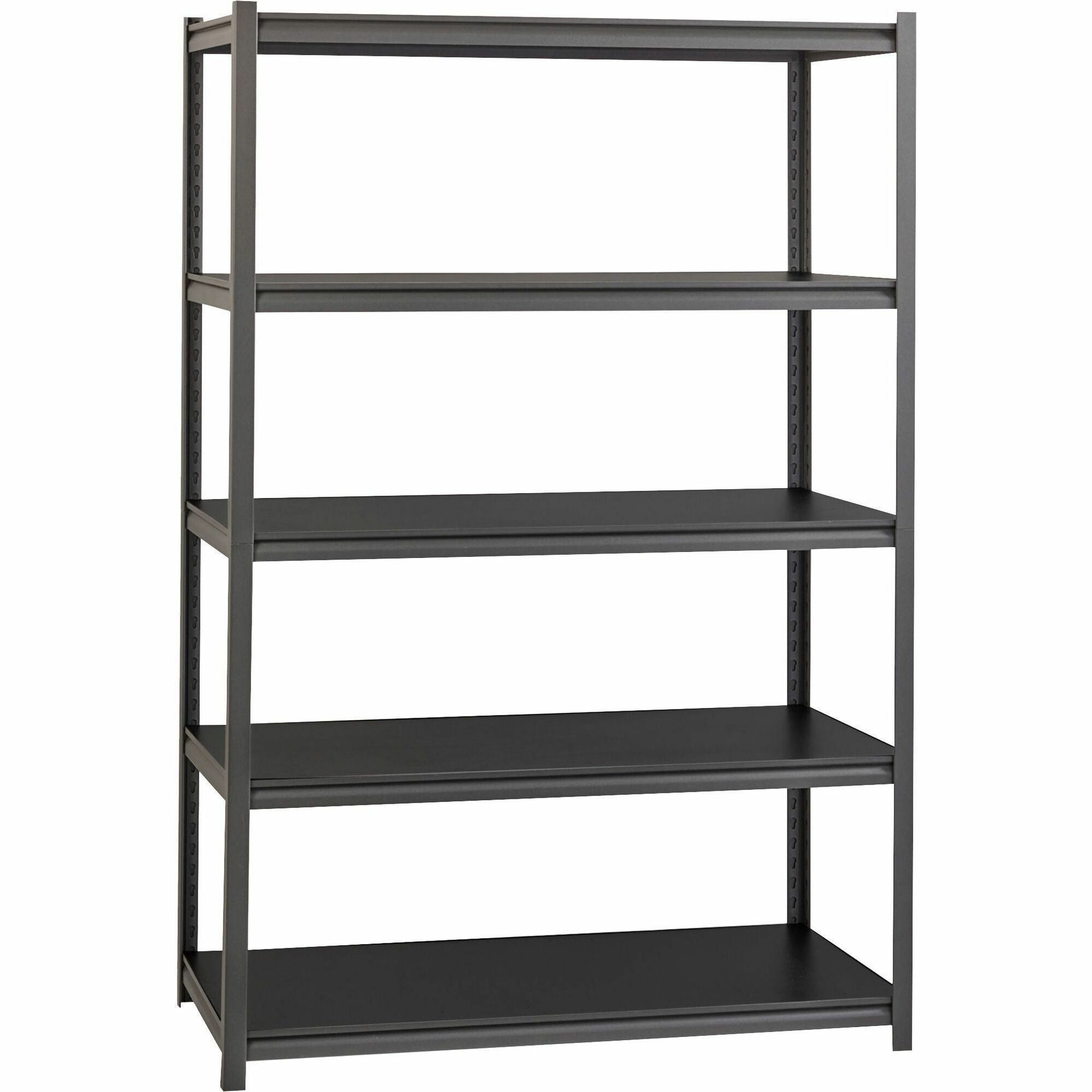 Lorell Iron Horse 3200 lb Capacity Riveted Shelving - 5 Shelf(ves) - 72" Height x 48" Width x 24" Depth - 30% Recycled - Black - Steel, Laminate - 1 Each - 1