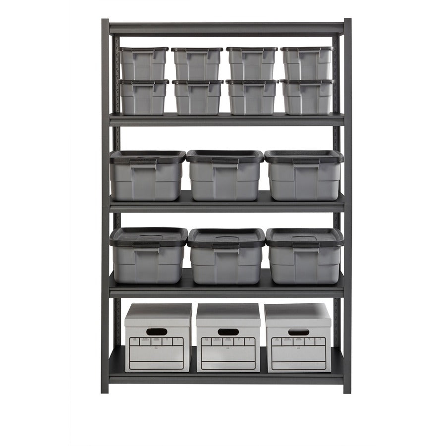 Lorell Iron Horse 3200 lb Capacity Riveted Shelving - 5 Shelf(ves) - 72" Height x 48" Width x 24" Depth - 30% Recycled - Black - Steel, Laminate - 1 Each - 8