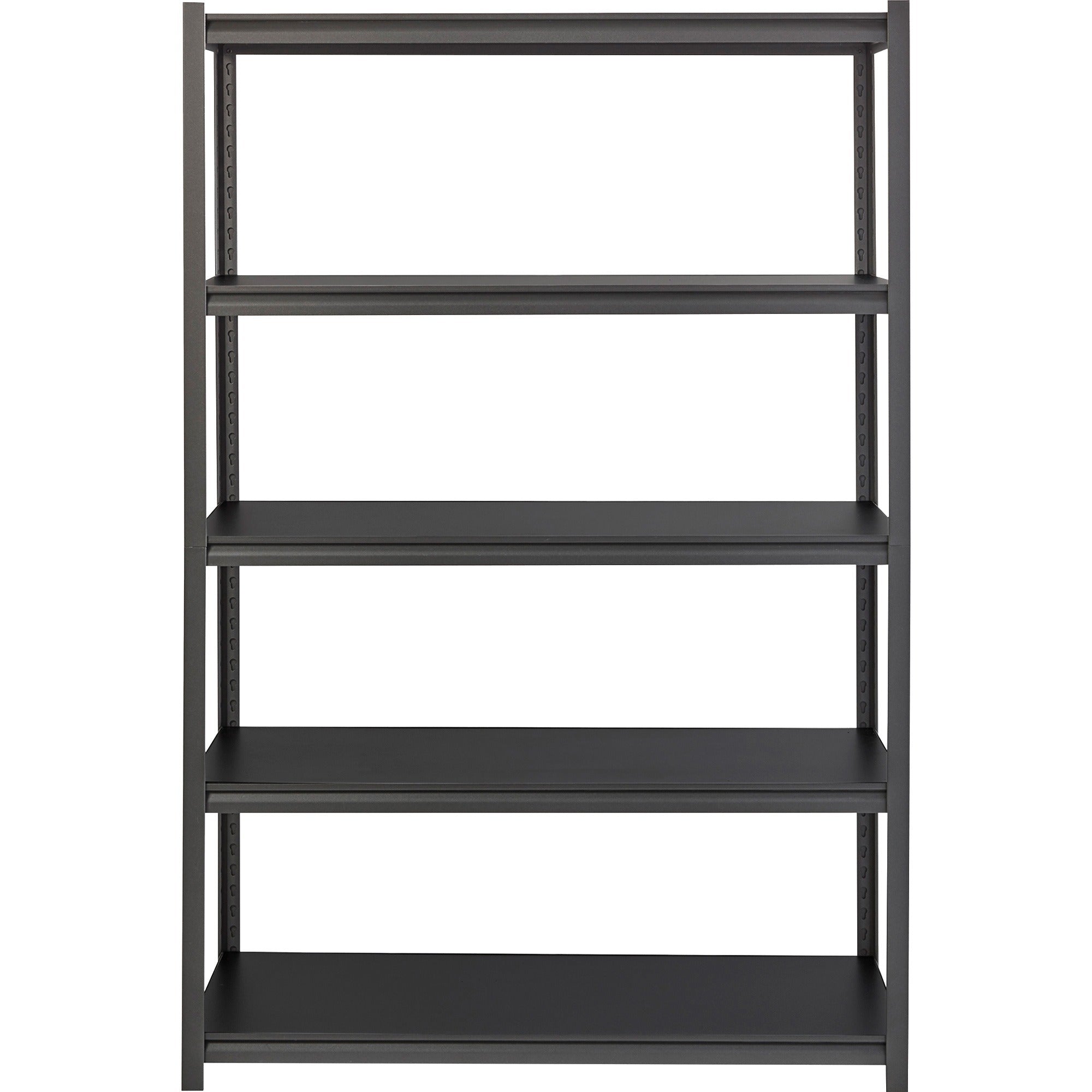 Lorell Iron Horse 3200 lb Capacity Riveted Shelving - 5 Shelf(ves) - 72" Height x 48" Width x 24" Depth - 30% Recycled - Black - Steel, Laminate - 1 Each - 2