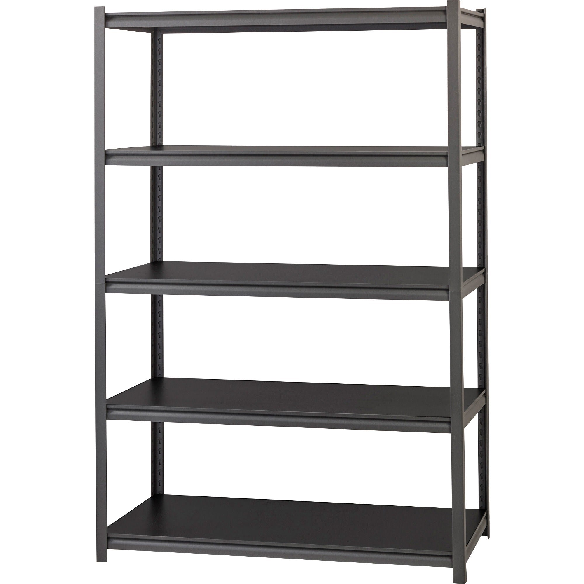 Lorell Iron Horse 3200 lb Capacity Riveted Shelving - 5 Shelf(ves) - 72" Height x 48" Width x 24" Depth - 30% Recycled - Black - Steel, Laminate - 1 Each - 3
