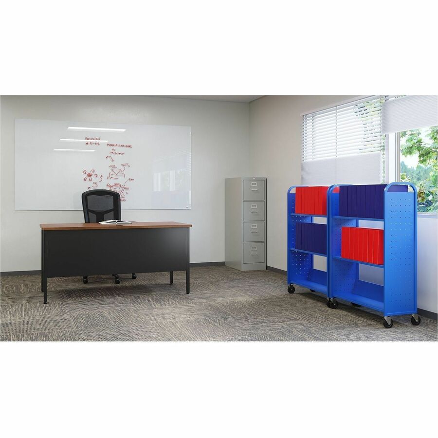 Lorell Fortress Series Double-Pedestal Teachers Desk - 60" x 30"29.5" - Box, File Drawer(s) - Double Pedestal - T-mold Edge - Finish: Black Walnut