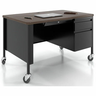 Lorell Fortress Series 48" Mobile Right-Pedestal Teachers Desk - 48" x 30"29.5" - Box, File Drawer(s) - Single Pedestal on Right Side - T-mold Edge