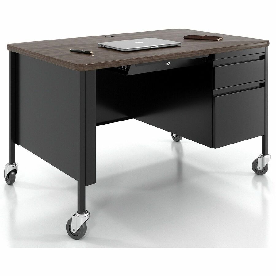 Lorell Fortress Series 48" Mobile Right-Pedestal Teachers Desk - 48" x 30"29.5" - Box, File Drawer(s) - Single Pedestal on Right Side - T-mold Edge