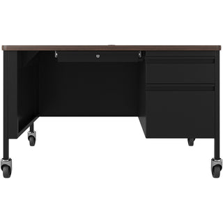 Lorell Fortress Series 48" Mobile Right-Pedestal Teachers Desk - 48" x 30"29.5" - Box, File Drawer(s) - Single Pedestal on Right Side - T-mold Edge