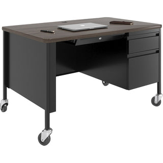 Lorell Fortress Series 48" Mobile Right-Pedestal Teachers Desk - 48" x 30"29.5" - Box, File Drawer(s) - Single Pedestal on Right Side - T-mold Edge