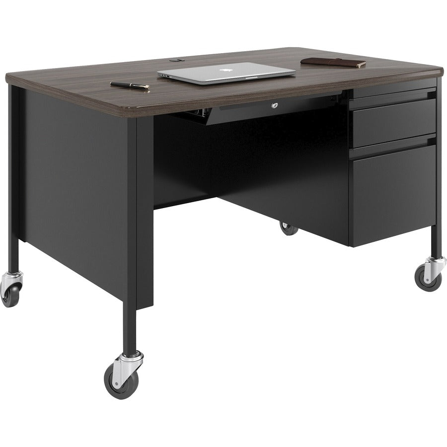 Lorell Fortress Series 48" Mobile Right-Pedestal Teachers Desk - 48" x 30"29.5" - Box, File Drawer(s) - Single Pedestal on Right Side - T-mold Edge