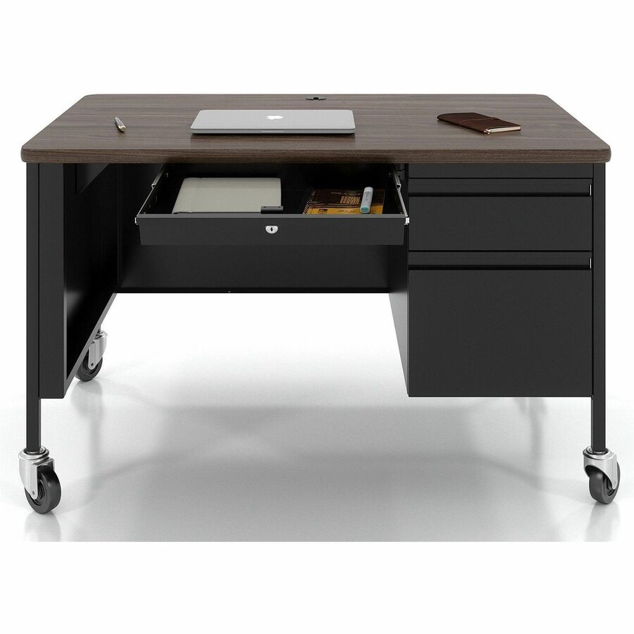 Lorell Fortress Series 48" Mobile Right-Pedestal Teachers Desk - 48" x 30"29.5" - Box, File Drawer(s) - Single Pedestal on Right Side - T-mold Edge