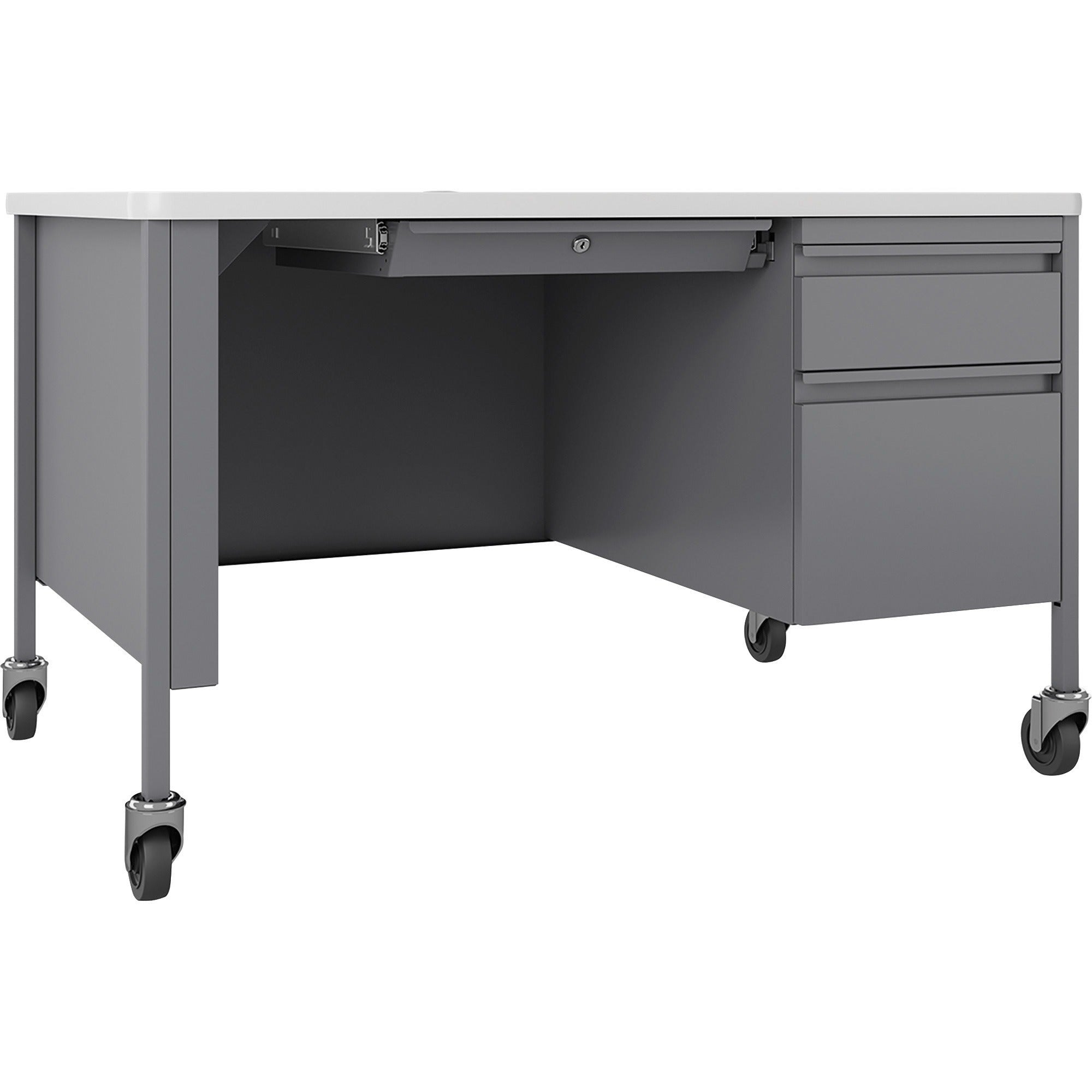 lorell-fortress-series-48-mobile-right-pedestal-teachers-desk-48-x-30295-box-file-drawers-single-pedestal-on-right-side-t-mold-edge-finish-gray_llr66944 - 1