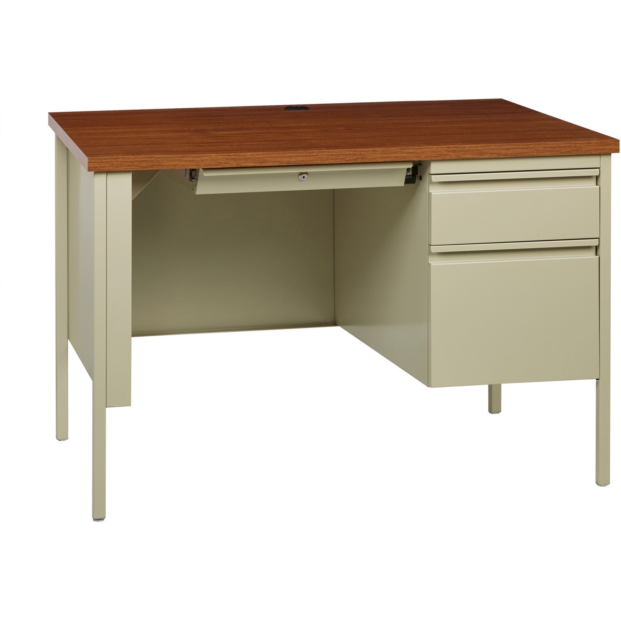 lorell-fortress-series-45-1-2-right-single-pedestal-desk-455-x-24295--11-table-top-box-file-drawers-single-pedestal-on-right-side-square-edge_llr66947 - 1