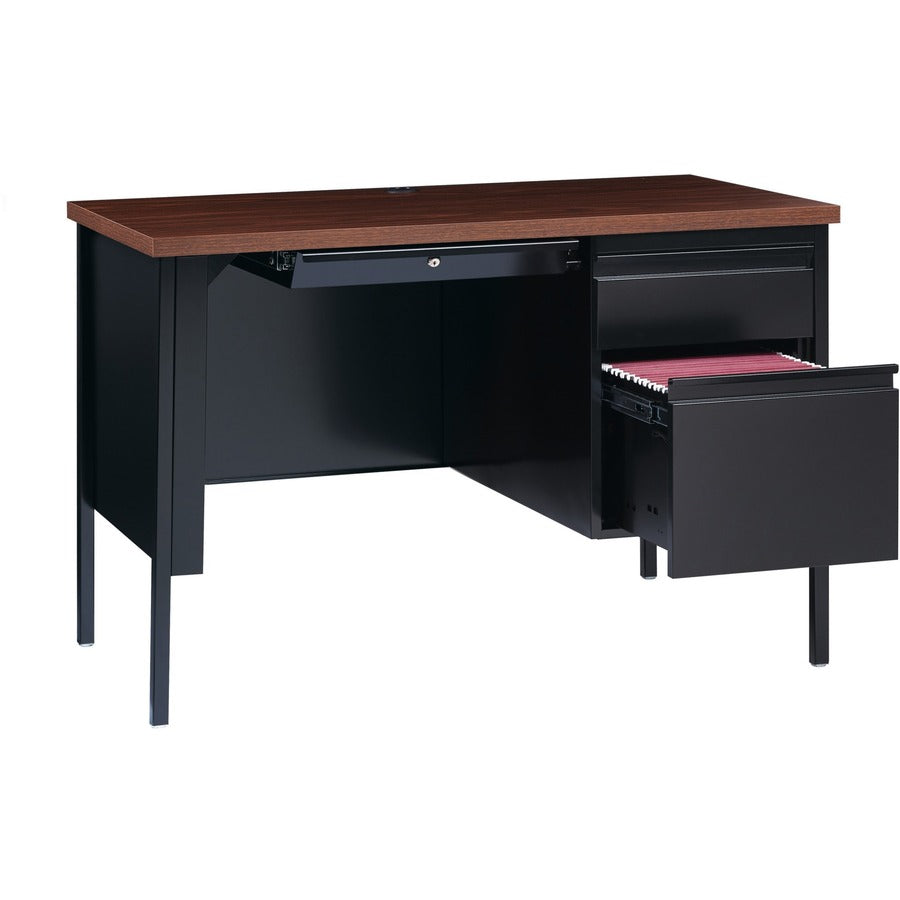 Lorell Fortress Series 45-1/2" Right Single-Pedestal Desk - 45.5" x 24"29.5" , 1.1" Top - Box, File Drawer(s) - Single Pedestal on Right Side - Square Edge