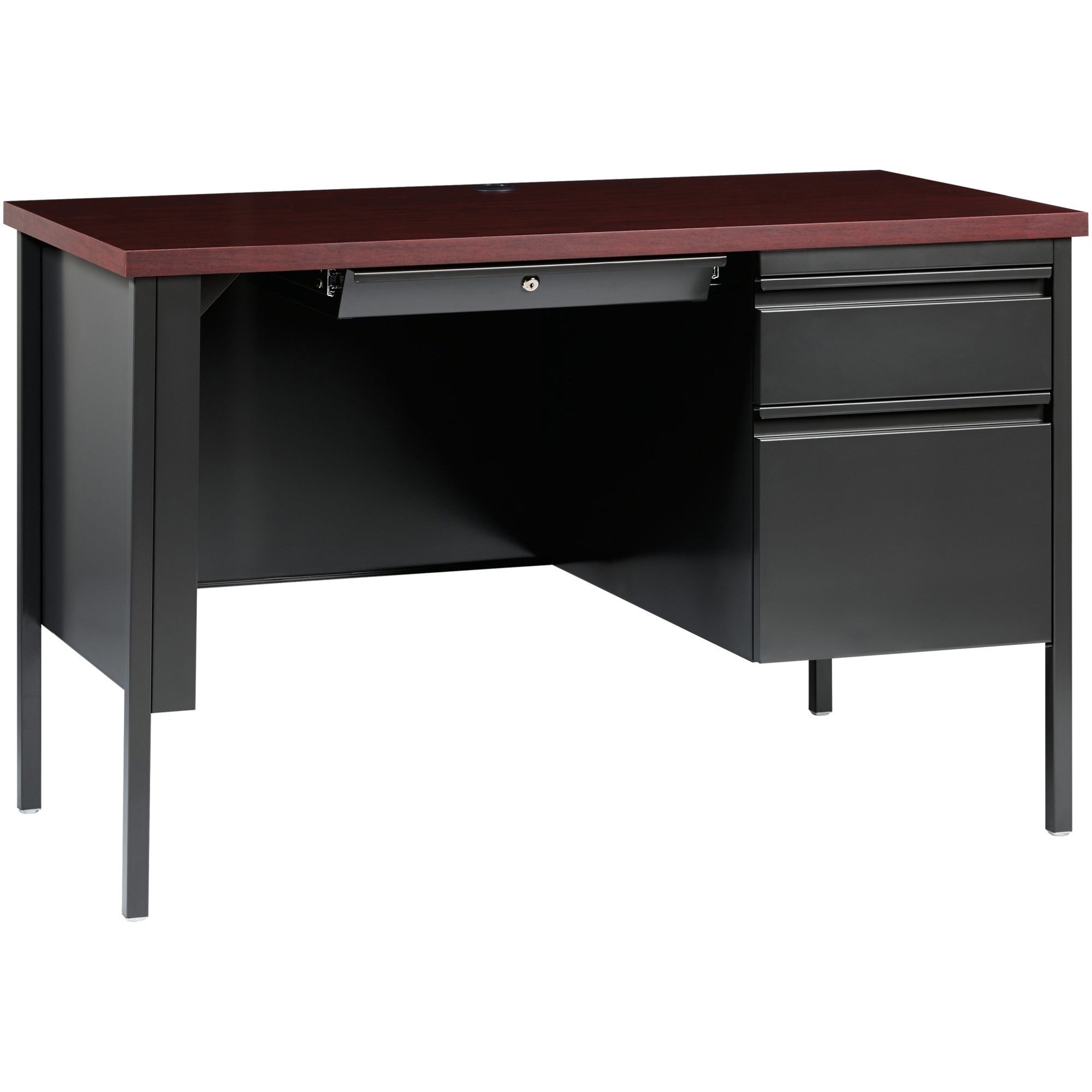 lorell-fortress-series-45-1-2-right-single-pedestal-desk-455-x-24295--11-top-box-file-drawers-single-pedestal-on-right-side-square-edge_llr66949 - 1