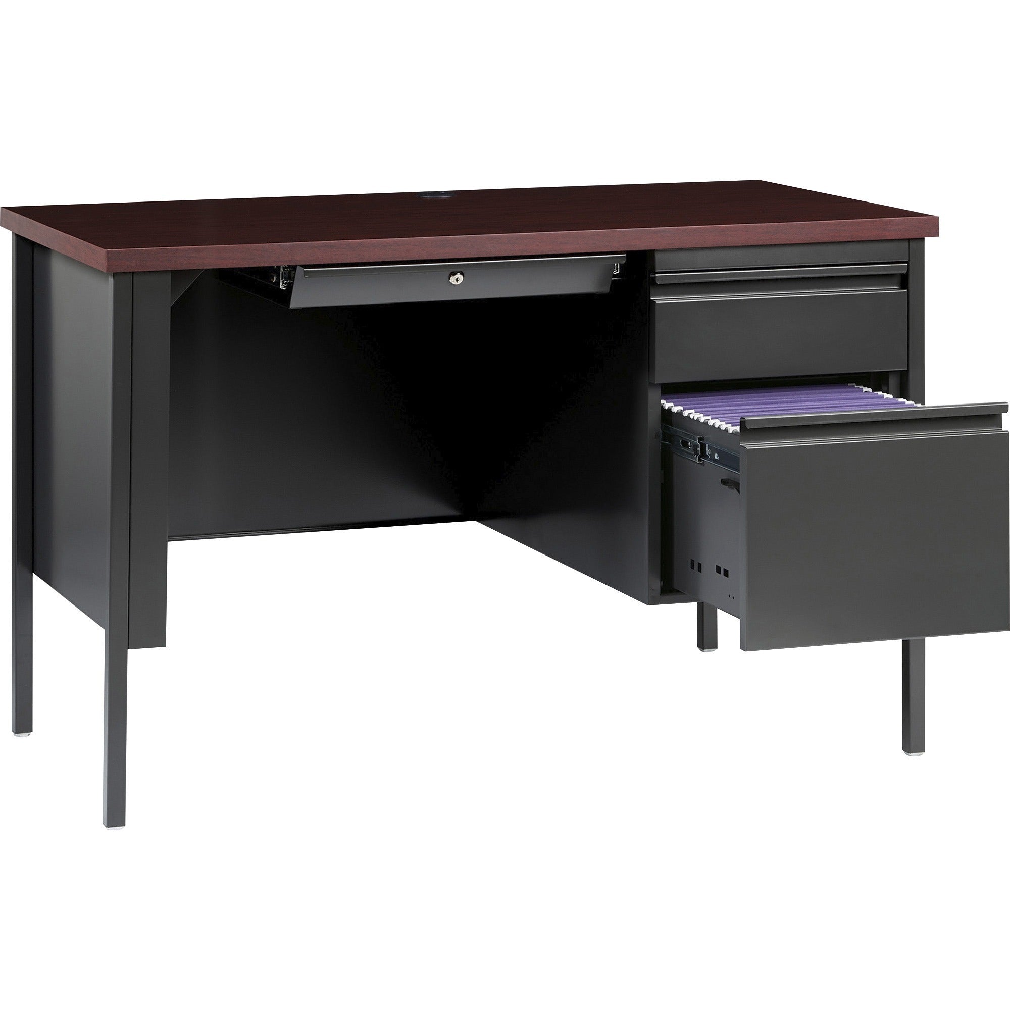 lorell-fortress-series-45-1-2-right-single-pedestal-desk-455-x-24295--11-top-box-file-drawers-single-pedestal-on-right-side-square-edge_llr66949 - 4