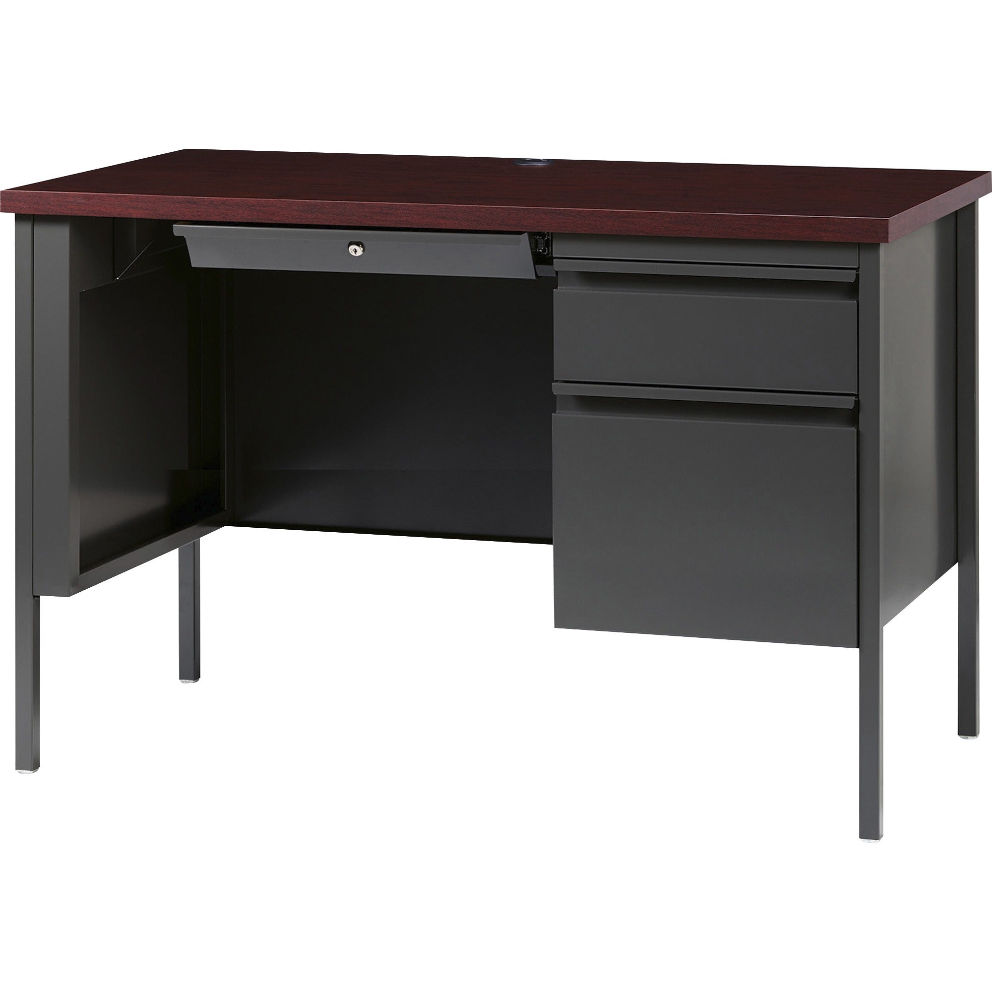 lorell-fortress-series-45-1-2-right-single-pedestal-desk-455-x-24295--11-top-box-file-drawers-single-pedestal-on-right-side-square-edge_llr66949 - 3
