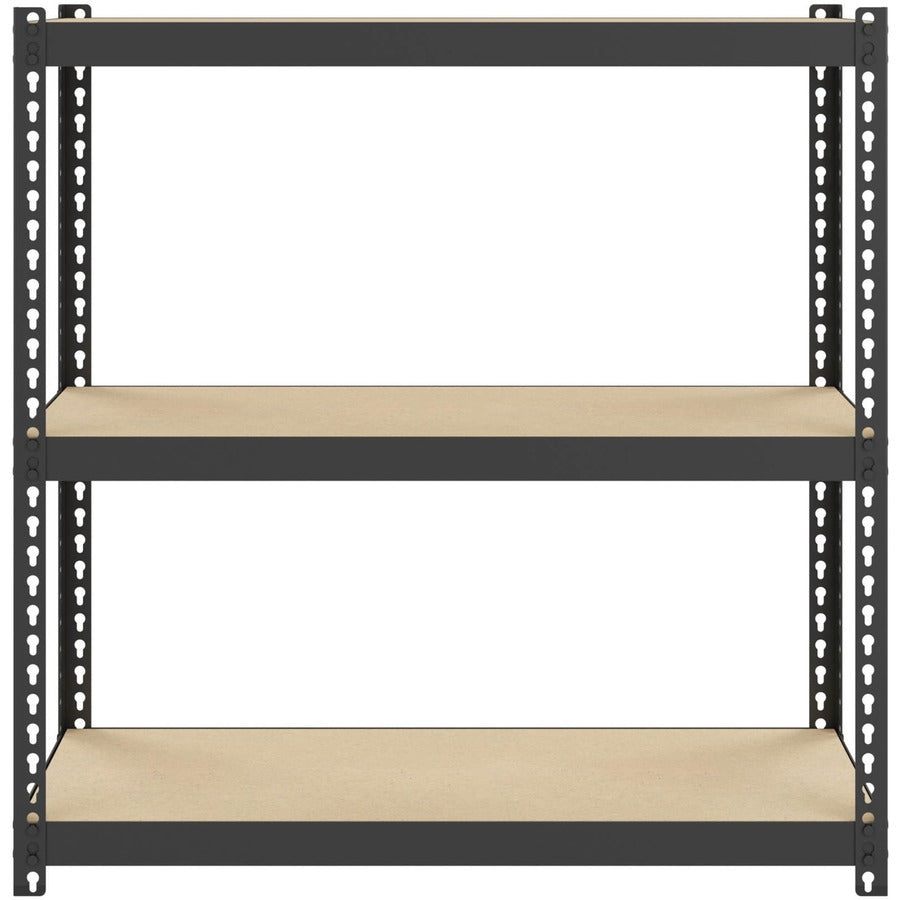 Lorell Narrow Riveted Shelving - 3 Shelf(ves) - 30" Height x 30" Width x 12" Depth - 28% Recycled - Black - Steel - 1 Each