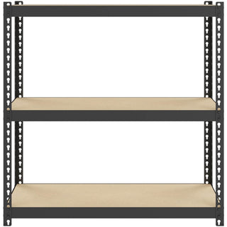 Lorell Narrow Riveted Shelving - 3 Shelf(ves) - 30" Height x 30" Width x 12" Depth - 28% Recycled - Black - Steel - 1 Each