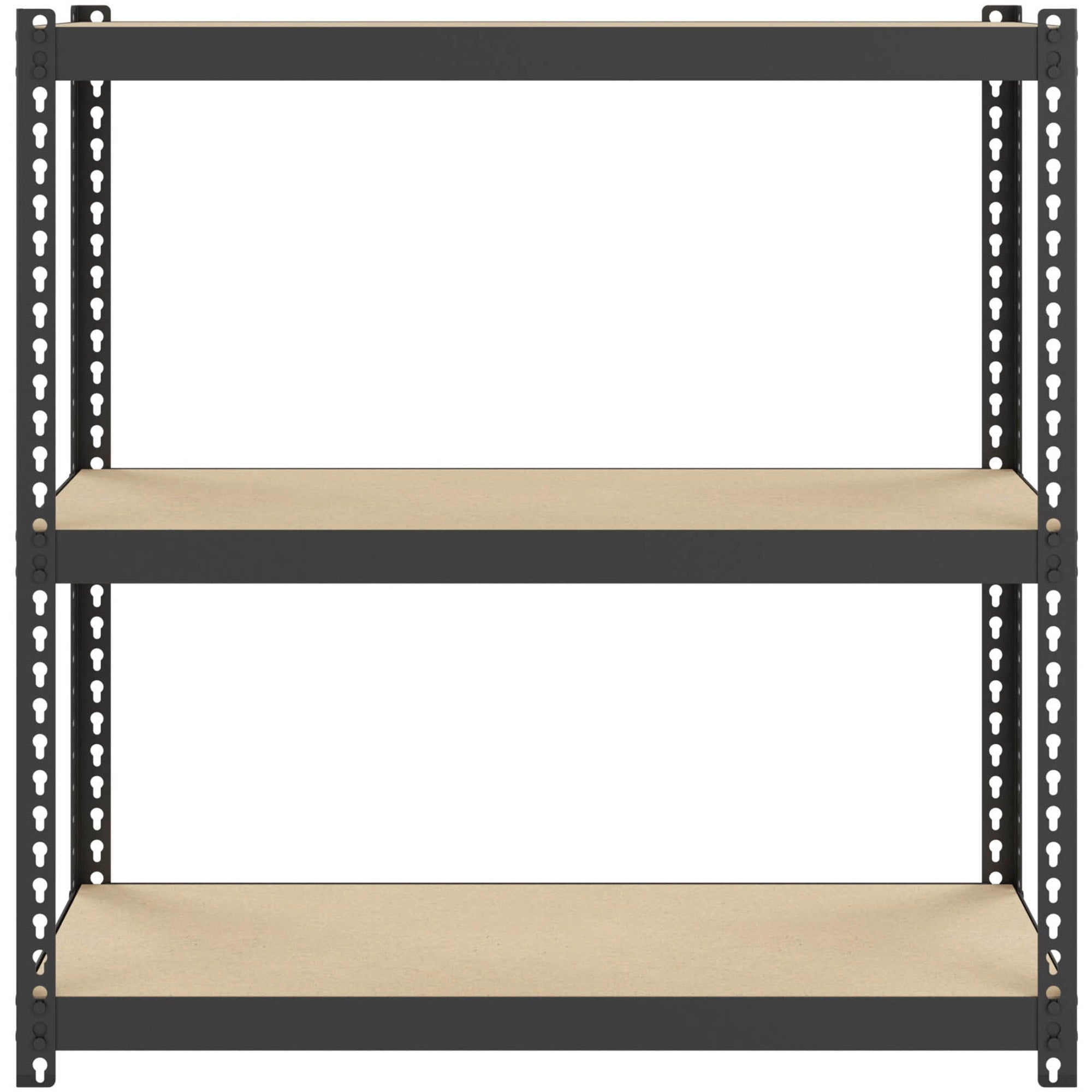 lorell-narrow-riveted-shelving-3-shelfves-30-height-x-30-width-x-12-depth-28%-recycled-black-steel-1-each_llr66962 - 2