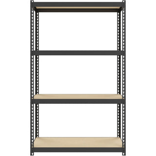Lorell Narrow Riveted Shelving - 4 Shelf(ves) - 48" Height x 30" Width x 12" Depth - 28% Recycled - Black - Steel - 1 Each