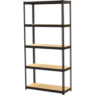 Lorell Narrow Riveted Shelving - 5 Shelf(ves) - 60" Height x 30" Width x 12" Depth - 28% Recycled - Black - Steel - 1 Each