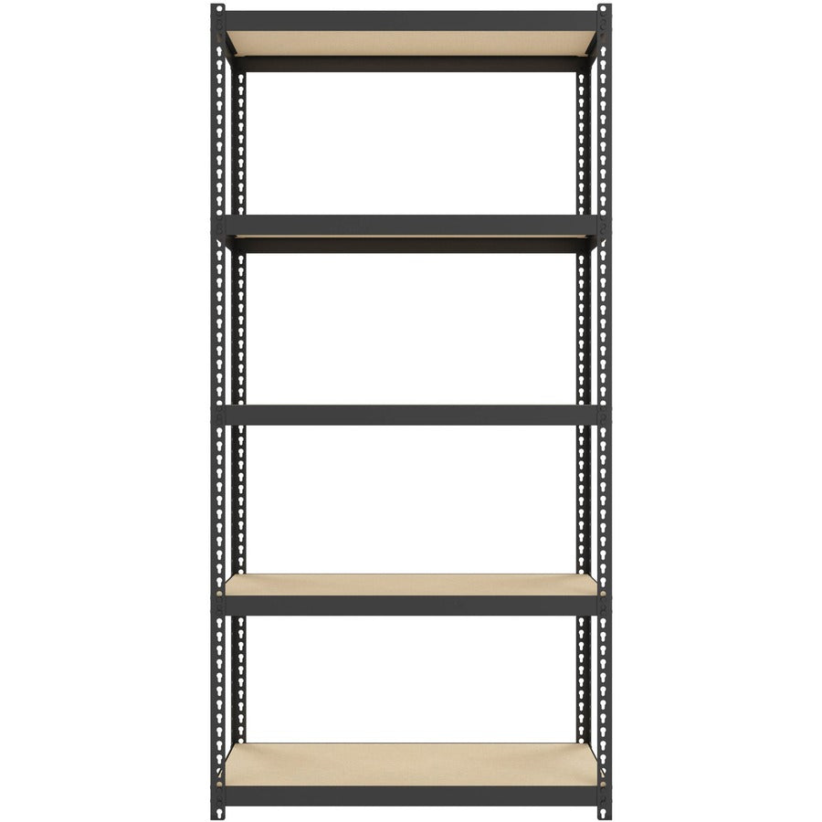 Lorell Narrow Riveted Shelving - 5 Shelf(ves) - 60" Height x 30" Width x 12" Depth - 28% Recycled - Black - Steel - 1 Each