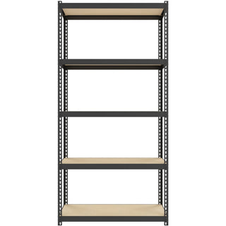 Lorell Narrow Riveted Shelving - 5 Shelf(ves) - 60" Height x 30" Width x 12" Depth - 28% Recycled - Black - Steel - 1 Each