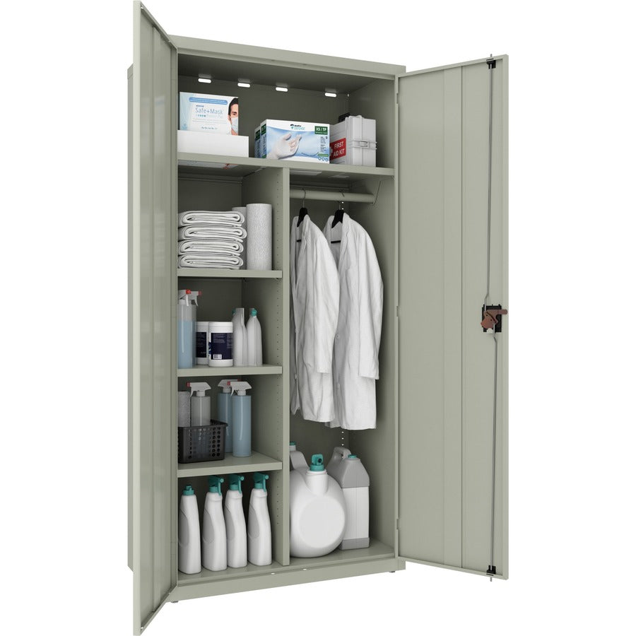 Lorell Fortress Series Wardrobe Cabinet - 18" x 36" x 72" - 2 x Door(s) - Locking Door - Gray - Steel - Recycled