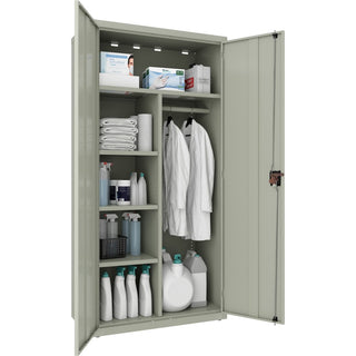 Lorell Fortress Series Wardrobe Cabinet - 18" x 36" x 72" - 2 x Door(s) - Locking Door - Gray - Steel - Recycled