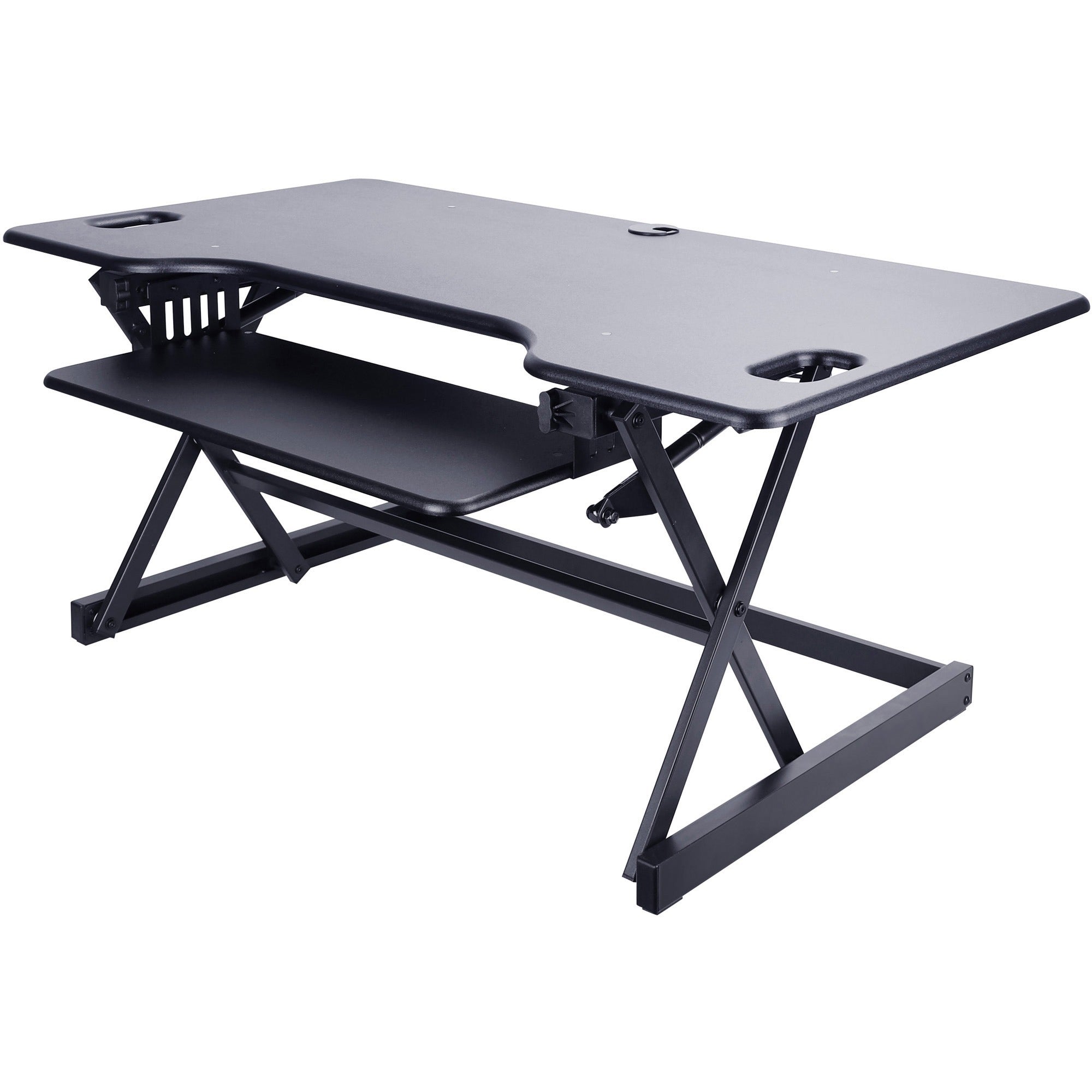 lorell-xl-adjustable-desk-monitor-riser-45-lb-load-capacity-20-height-x-46-width-x-24-depth-desktop-black_llr82013 - 1