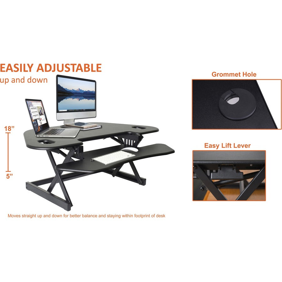 Lorell Corner Desk Riser - 40 lb Load Capacity - 18" Height x 45.5" Width - Desktop - Black