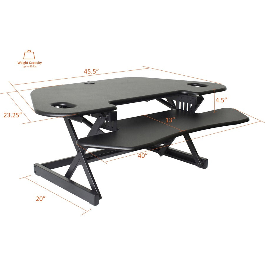 Lorell Corner Desk Riser - 40 lb Load Capacity - 18" Height x 45.5" Width - Desktop - Black