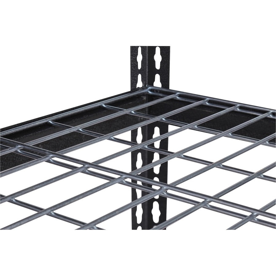 Lorell Wire Deck Shelving - 4 Shelf(ves) - 60" Height x 36" Width x 18" Depth - 30% Recycled - Black - Steel - 1 Each