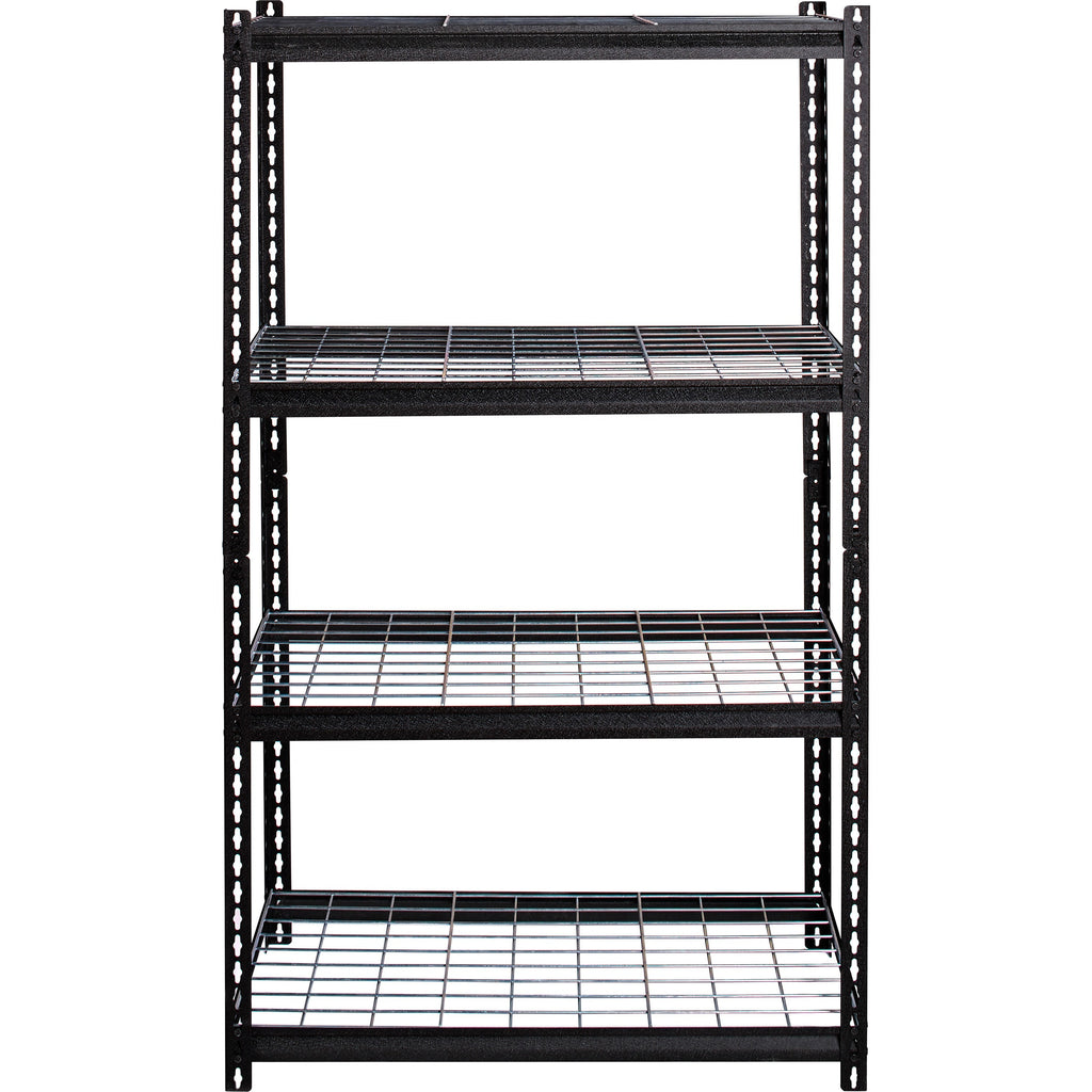 lorell-wire-deck-shelving-4-shelfves-60-height-x-36-width-x-18-depth-30%-recycled-black-steel-1-each_llr99928 - 1
