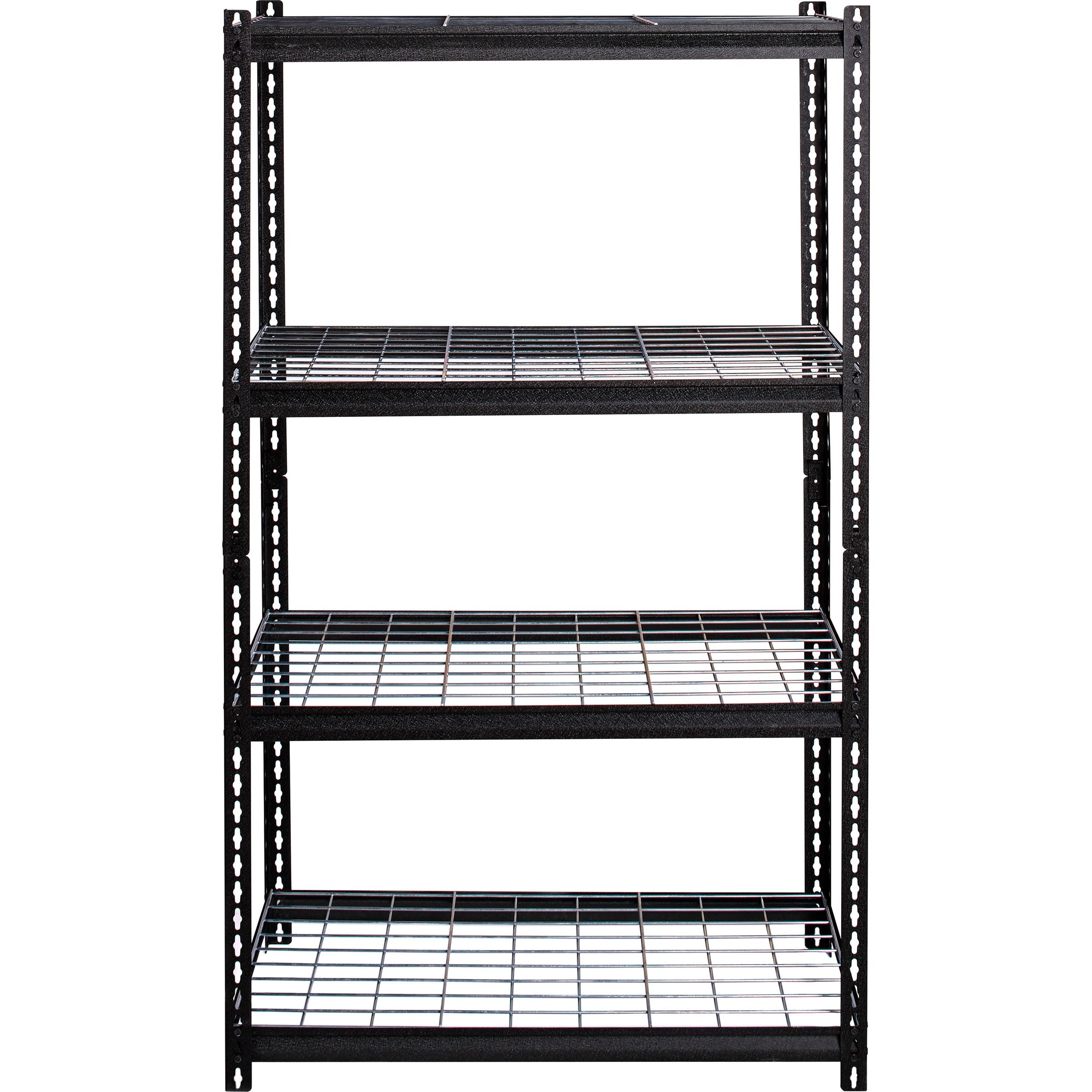 lorell-wire-deck-shelving-4-shelfves-60-height-x-36-width-x-18-depth-30%-recycled-black-steel-1-each_llr99928 - 1