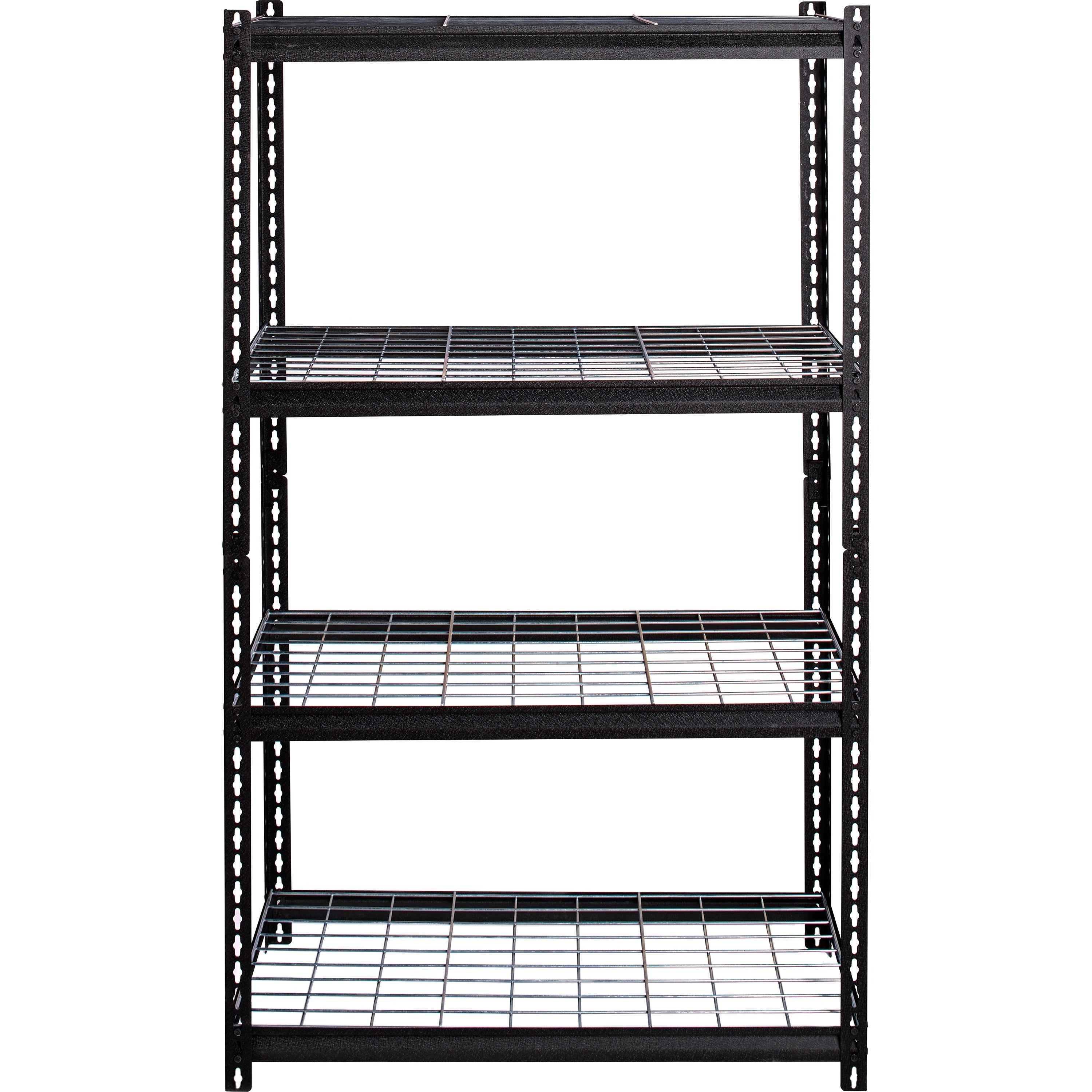 lorell-wire-deck-shelving-4-shelfves-60-height-x-36-width-x-18-depth-30%-recycled-black-steel-1-each_llr99928 - 1