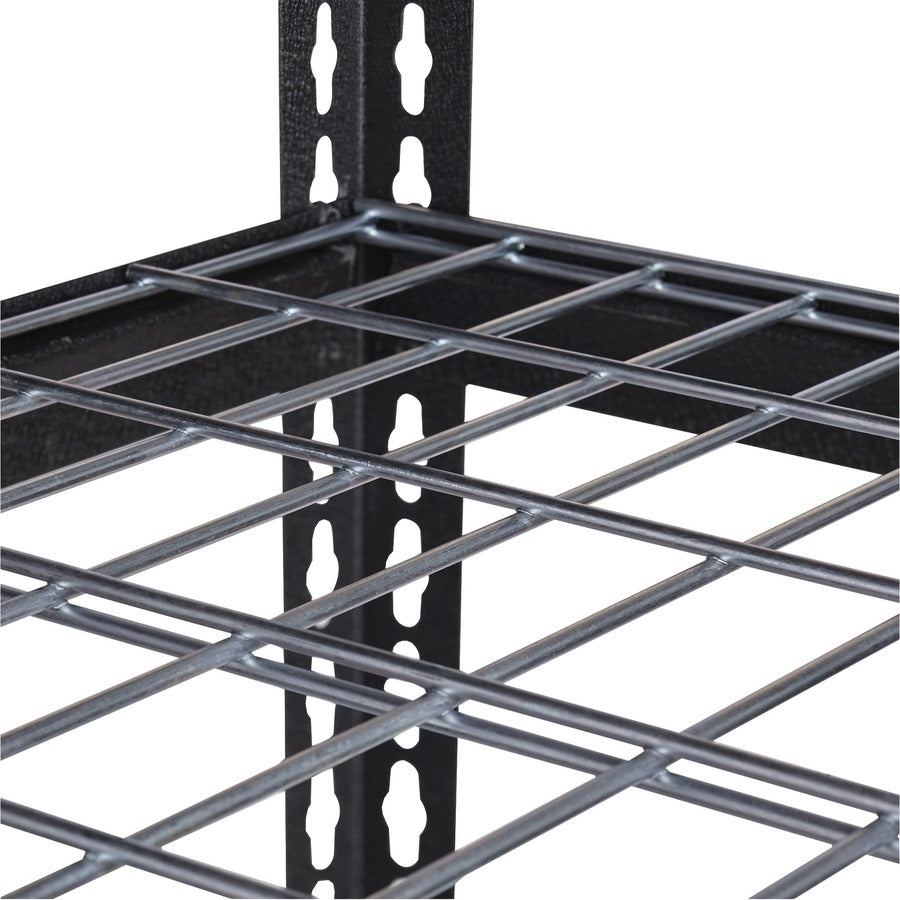 lorell-wire-deck-shelving-4-shelfves-60-height-x-36-width-x-18-depth-30%-recycled-black-steel-1-each_llr99928 - 7