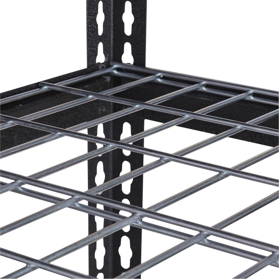 Lorell Wire Deck Shelving - 4 Shelf(ves) - 60" Height x 36" Width x 18" Depth - 30% Recycled - Black - Steel - 1 Each