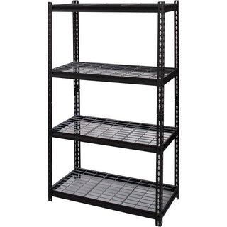 Lorell Wire Deck Shelving - 4 Shelf(ves) - 60" Height x 36" Width x 18" Depth - 30% Recycled - Black - Steel - 1 Each