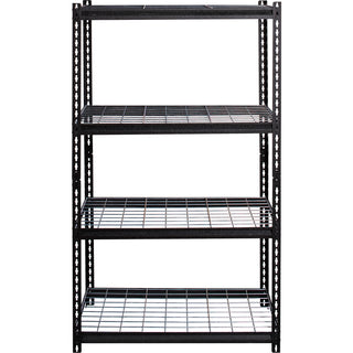 Lorell Wire Deck Shelving - 4 Shelf(ves) - 60" Height x 36" Width x 18" Depth - 30% Recycled - Black - Steel - 1 Each