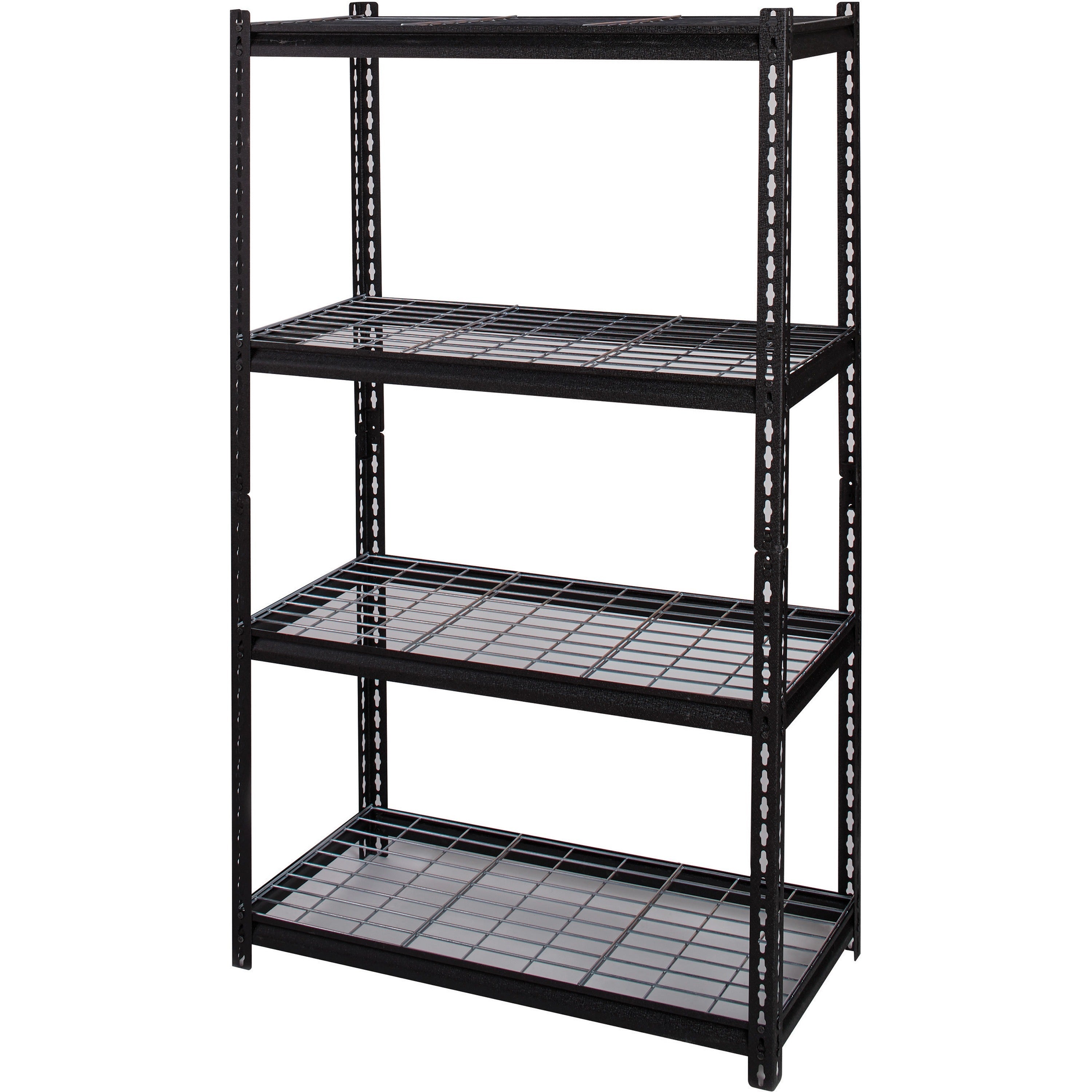 lorell-wire-deck-shelving-4-shelfves-60-height-x-36-width-x-18-depth-30%-recycled-black-steel-1-each_llr99928 - 3